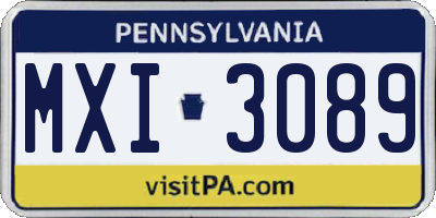 PA license plate MXI3089
