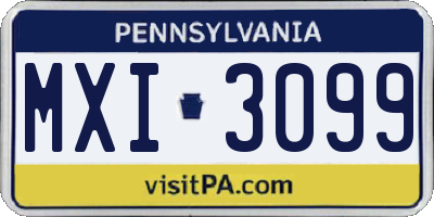 PA license plate MXI3099