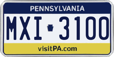 PA license plate MXI3100