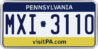 PA license plate MXI3110