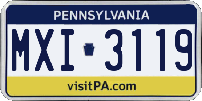 PA license plate MXI3119