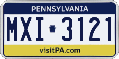 PA license plate MXI3121