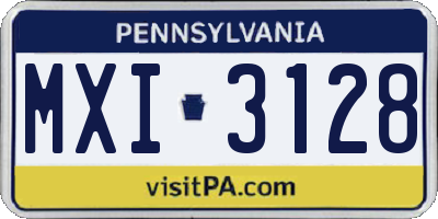 PA license plate MXI3128