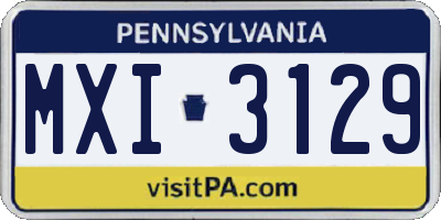 PA license plate MXI3129