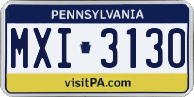 PA license plate MXI3130