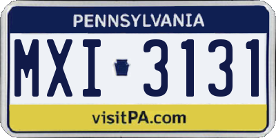 PA license plate MXI3131