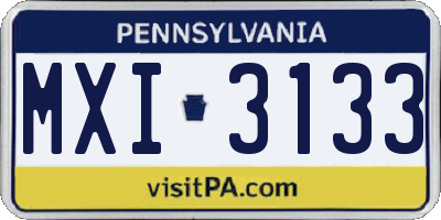 PA license plate MXI3133