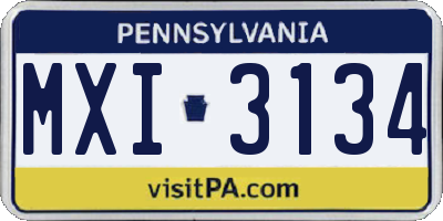 PA license plate MXI3134