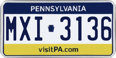 PA license plate MXI3136