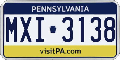 PA license plate MXI3138