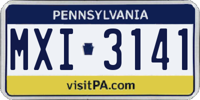 PA license plate MXI3141