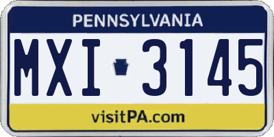 PA license plate MXI3145
