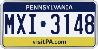 PA license plate MXI3148