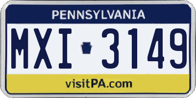 PA license plate MXI3149