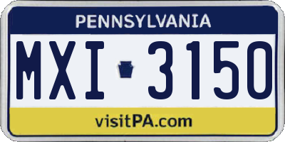 PA license plate MXI3150