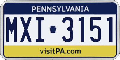 PA license plate MXI3151