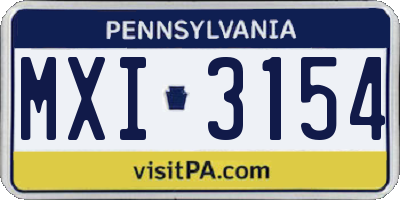 PA license plate MXI3154