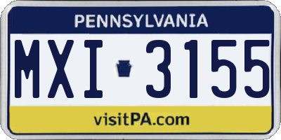 PA license plate MXI3155