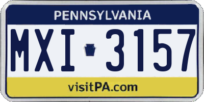 PA license plate MXI3157