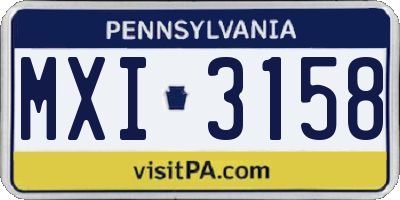PA license plate MXI3158