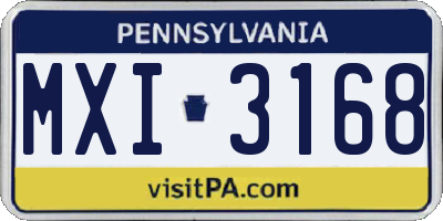 PA license plate MXI3168