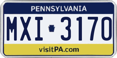 PA license plate MXI3170