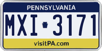 PA license plate MXI3171