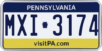 PA license plate MXI3174