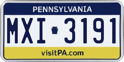 PA license plate MXI3191
