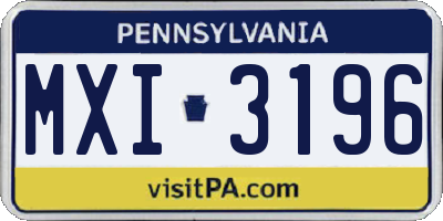 PA license plate MXI3196