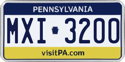 PA license plate MXI3200