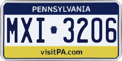 PA license plate MXI3206