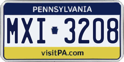 PA license plate MXI3208