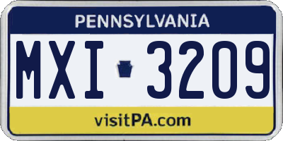 PA license plate MXI3209
