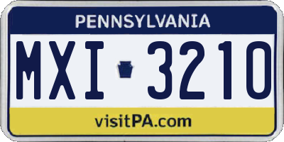 PA license plate MXI3210