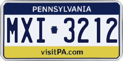 PA license plate MXI3212
