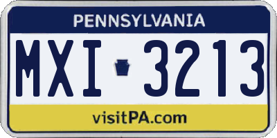 PA license plate MXI3213