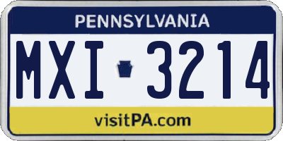 PA license plate MXI3214