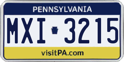 PA license plate MXI3215