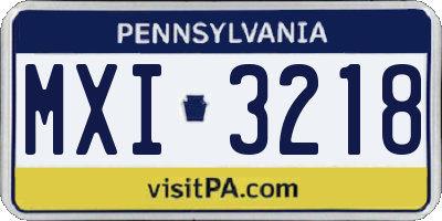 PA license plate MXI3218