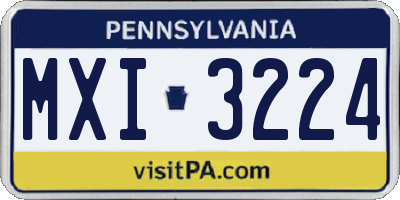 PA license plate MXI3224