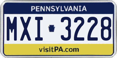 PA license plate MXI3228