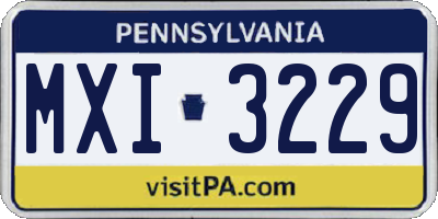 PA license plate MXI3229