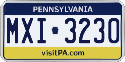 PA license plate MXI3230