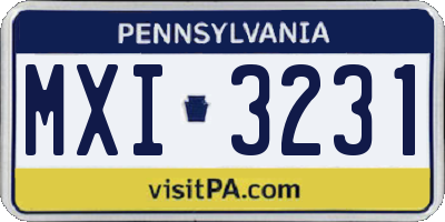 PA license plate MXI3231