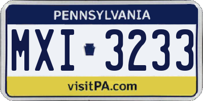 PA license plate MXI3233