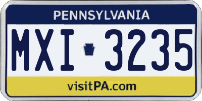 PA license plate MXI3235