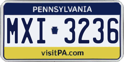 PA license plate MXI3236