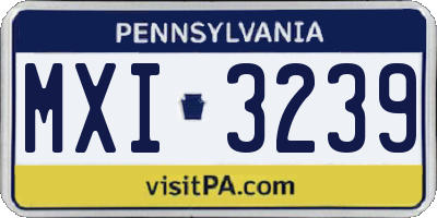 PA license plate MXI3239