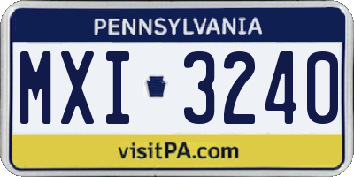 PA license plate MXI3240
